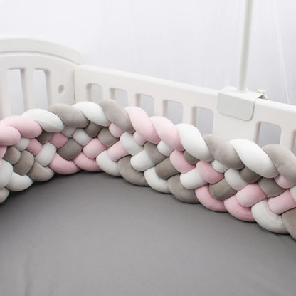 Tour de Lit Tressé - BraidedSafe™ - Gris, Rose & Blanc