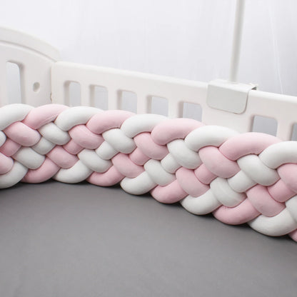 Tour de Lit Tressé - BraidedSafe™ - Blanc & Rose