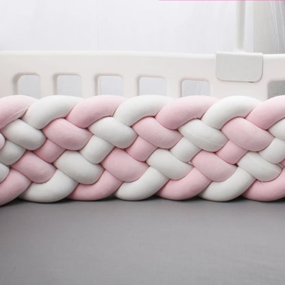Tour de Lit Tressé - BraidedSafe™ - Blanc & Rose