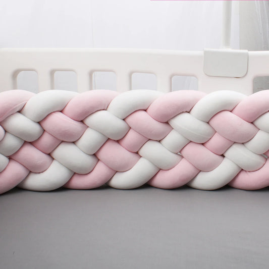 Tour de Lit Tressé - BraidedSafe™ - Blanc & Rose